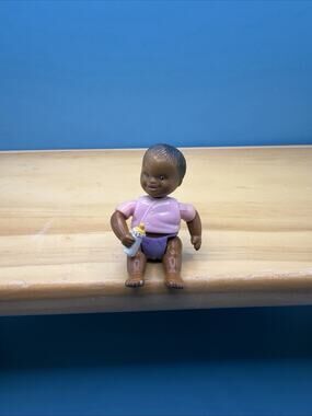 FISHER PRICE Loving Family Dollhouse AFRICAN AMERICAN BABY GIRL TWIN in PINK